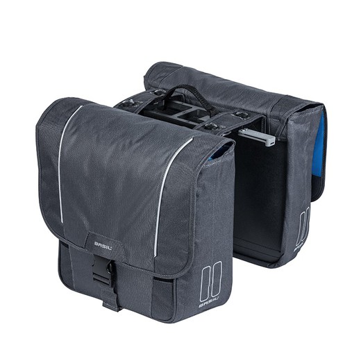 Basil sport design saddlebags + waterproof mik adapter plate 32l reflective gray
