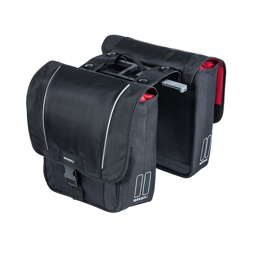 Basil sport design saddlebags + adapter plate mik impermeável 32l preto refletivo