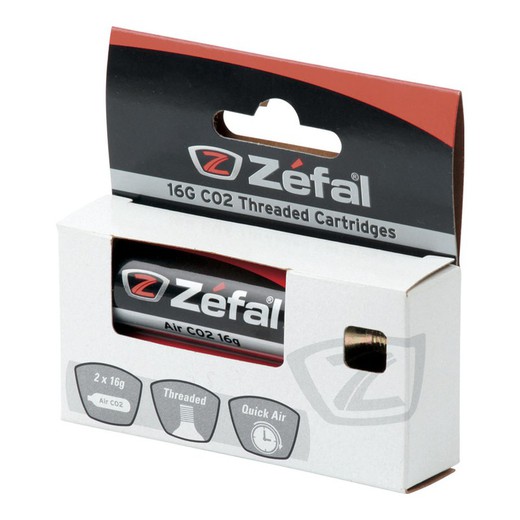 Blister 2 air cartridges zefal co2 16 g with thread