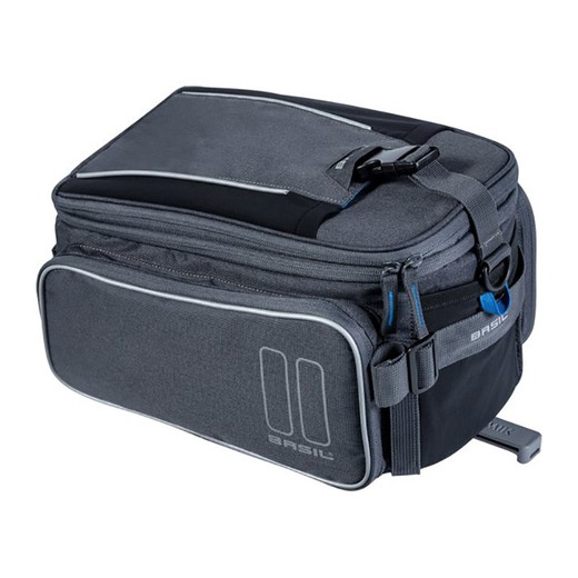 Voltar bolsa basil sport design trunkbag + placa adaptadora mik impermeável 7-15l cinza