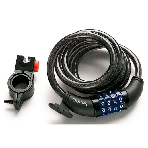 Spiral cable lock combination gurpil 10 mm - 180 cm