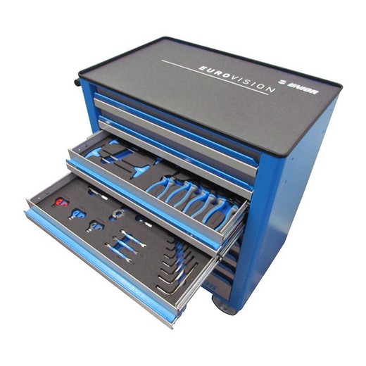 Unior eurovision tool trolley with complete kit (127 pieces)