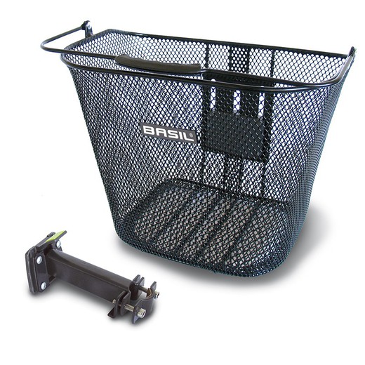 Basil bremen be basket with front handle + baseasy black steel fixing