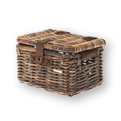 Basil denton front basket in brown wicker with lid 18 l (39x28x22)