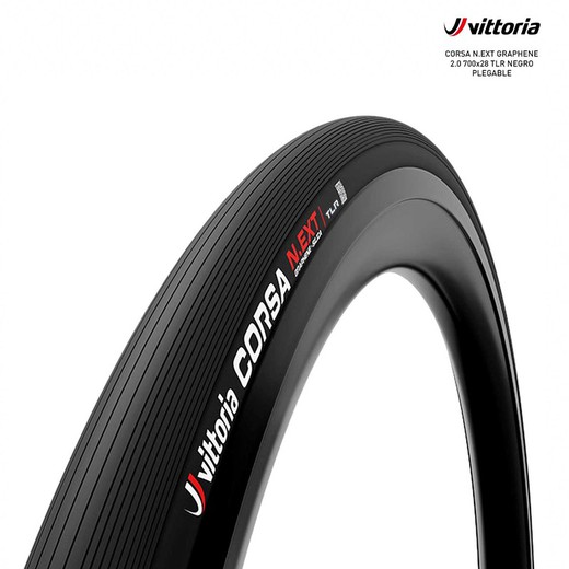 Cubierta Vittoria CORSA N.EXT GRAPHENE 2.0 700x28 NEGRO PLEGABLE TLR