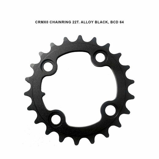 CRMX0 CHAINRING 22T. ALLOY BLACK, BCD 64