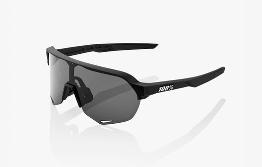 Óculos 100% S2 Soft tack pretos com lentes de fumaça