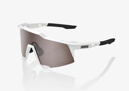 Óculos com lentes 100% Speedcraft Matte White Hiper prata