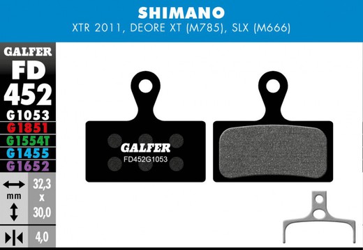 Pad de freio avançado da galfer bike shimano xtr - slx