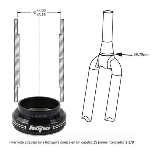 Ho-dir.tapered inferior h ec44/40 negra