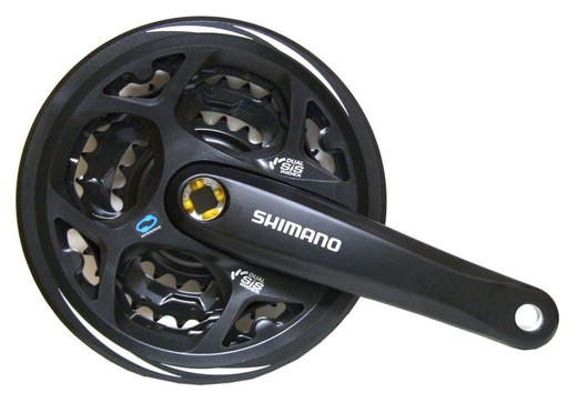 Shimano fc-m311 jeu cylindre et manivelle 170mm 22x32x42 4 bras noir (avec protection)