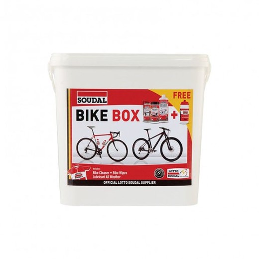 Kit soudal (limpador de bicicleta, spray de 4 estações, toalhas, tambor)