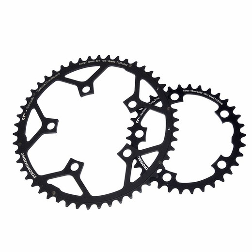 Piastra stronglight ct2 110 mm adattabile campagnolo 11s nera 52 denti