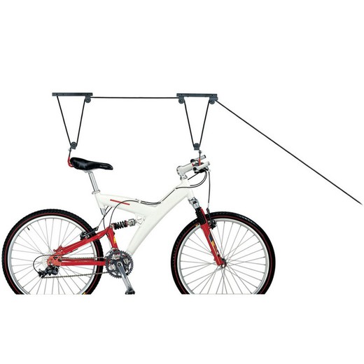 Pulley fastened bike to the roof icetoolz