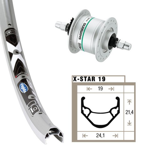 Rd 24x1,75 di.d.e. Dh3n20 pl. Rí. 36 ab. Rigida x-star 19 plat./Mate radios niro