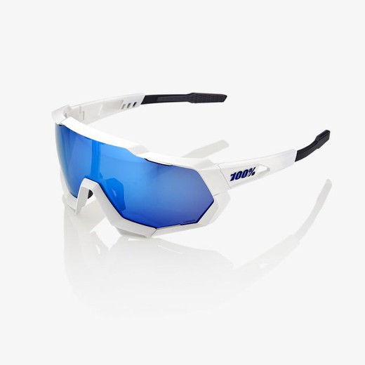 Speedtrap - matte white - hiper blue multilayer mirror lens