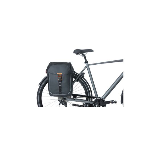 Alforjas BASIL "Miles Tarpaulin" MIK, 34L, negra naranja
