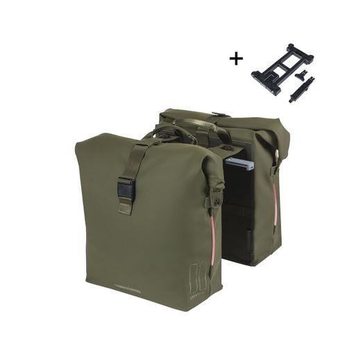 Sacoche double BASIL "SoHo Nordlicht" MIK, 41L, moss green