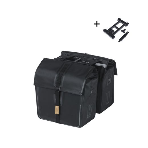 Sacoche double imperméable BASIL "Urban Dry" MIK, 50L, noir mat