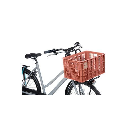 Caja de plástico reciclado para bicicletas BASIL L, 40L, terra rojo
