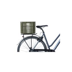 Caja de plástico reciclado para bicicletas BASIL L, 40L, verde musgo