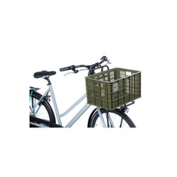 Caja de plástico reciclado para bicicletas BASIL L, 40L, verde musgo