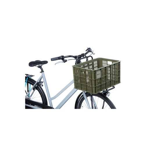 Caja de plástico reciclado para bicicletas BASIL L, 40L, verde musgo