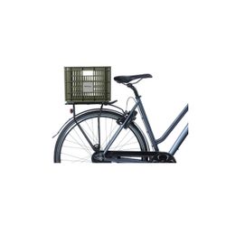 Caja de plástico reciclado para bicicletas BASIL M, 29.5L, verde musgo