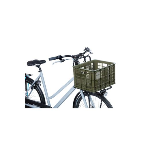 Caja de plástico reciclado para bicicletas BASIL M, 29.5L, verde musgo