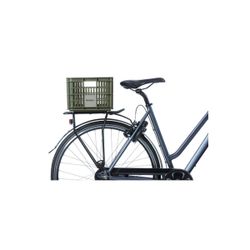 Caja de plástico reciclado para bicicletas BASIL S, 17.5L, verde musgo