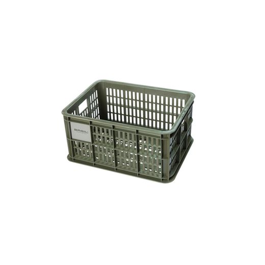 BASIL recycled plastic bicycle crate S, 17.5L, moss green