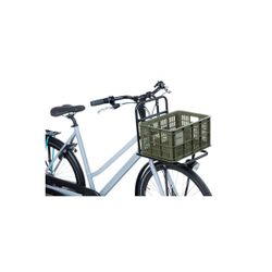 BASIL recycled plastic bicycle crate S, 17.5L, moss green