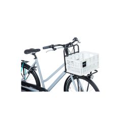 Cajón de plástico reciclado para bicicletas BASIL S, 17.5L, blanco