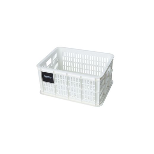 Cajón de plástico reciclado para bicicletas BASIL S, 17.5L, blanco