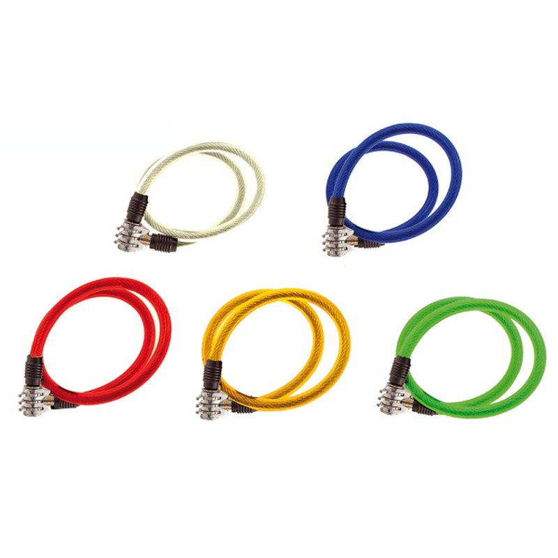Câble antivol à combinaison en spirale 10x650 mm, couleurs assorties.  Marque bta