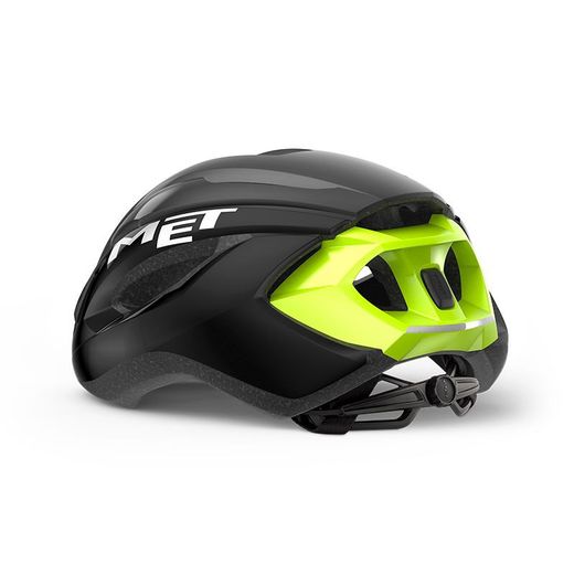 CASQUE MET STRALE NOIR FLUO/SHINE JAUNE RÉFLÉCHISSANT 59-62 TailleL