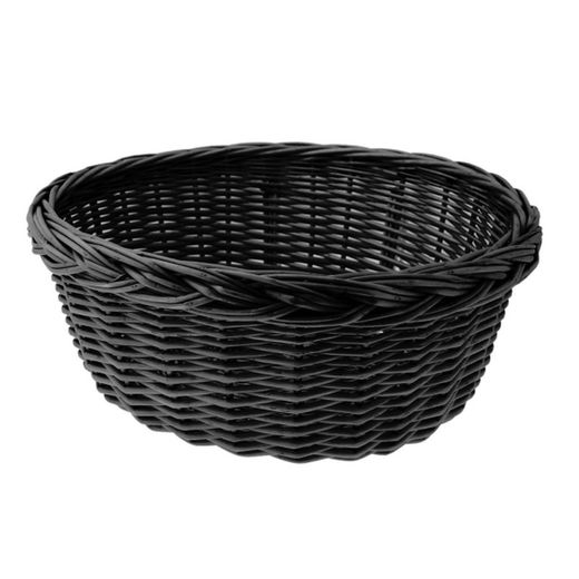 Cesta de mimbre ovalada, color negro,40x35x19h cm, sin ganchos