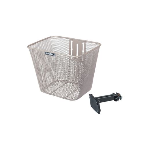 Cesta delantera BASIL "Bilbao", soporte fijo, nude metalizado