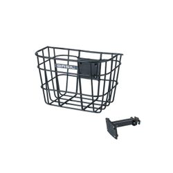 Cesta delantera BASIL "Bremen" + portacañas FM, aluminio, negro
