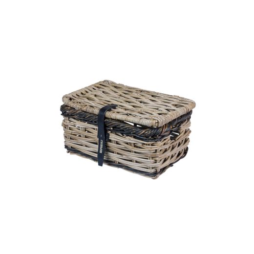Cesta delantera BASIL "Dijon S", con tapa, gris/negro