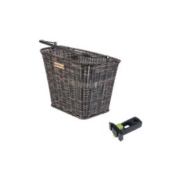 Cesta delantera KF "Bremen Rattan Look" BASIL, ratán + soporte de potencia "KF Aead", marrón