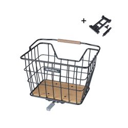 Cesta extraíble BASIL "Nordland" MIK, 23L, negro/marrón natural