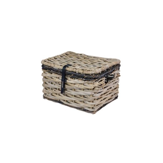 Cesta frontal BASIL "Dijon L", con tapa, gris/negro