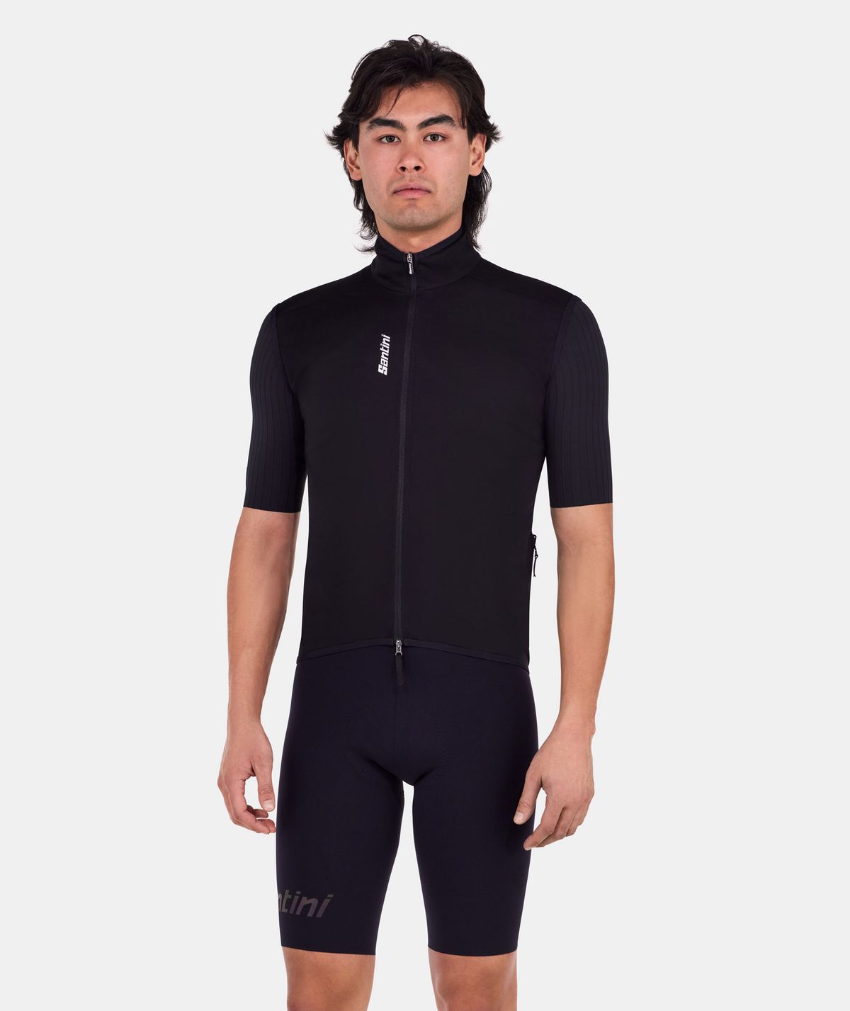 Santini MAGIC パッカブル ベスト size:L ブラック Colete impermeável para ciclismo unissex Santini Magic, várias