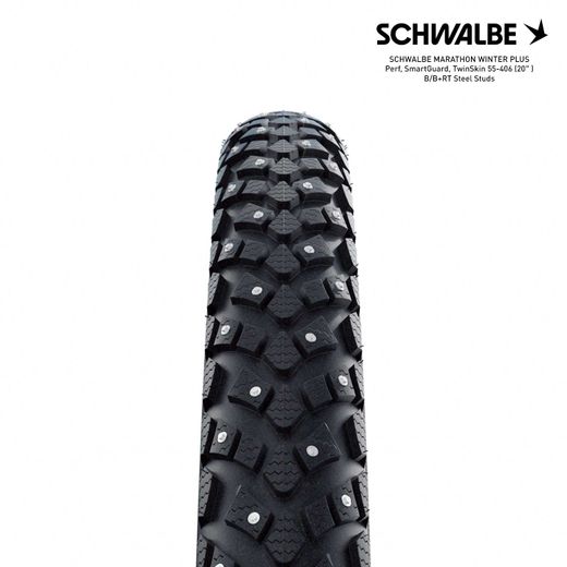 Tire schwalbe marathon winter plus 20x2.15 hs396 s-guard 144 nails wic folded black refl. 55-406