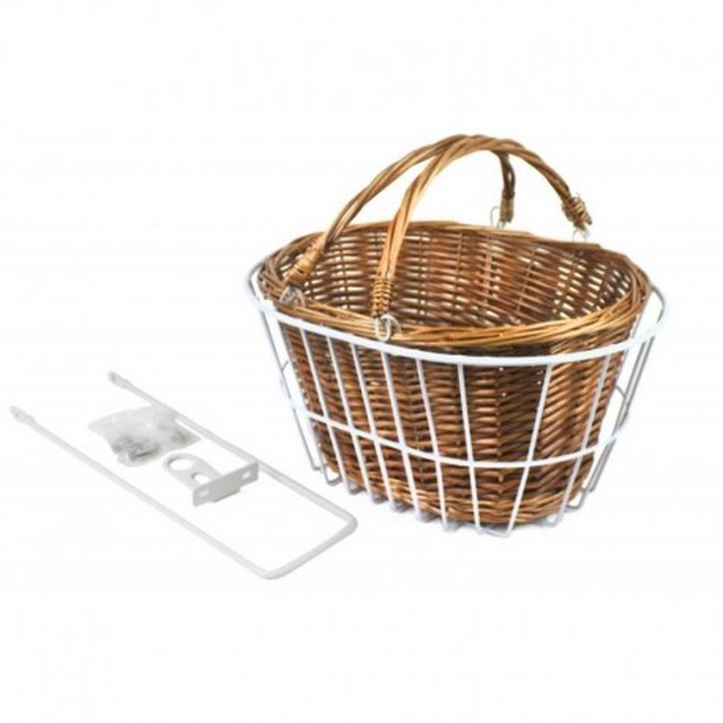 Whicker Basket with Struts and Mounts Reid Vintage Front Basket Kit White 