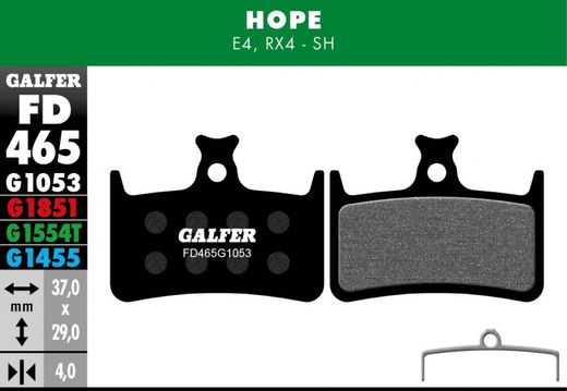 Plaquettes de frein HOPE E4, RX4 - ADVANCED, Semi-métallique, 1 paire