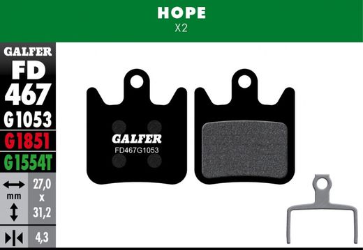 Plaquettes de frein HOPE X2 - ADVANCED, Semi-métallique, 1 paire