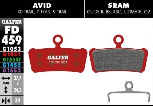 Plaquettes de frein SRAM LEVEL 4 P - ADVANCED, Semi-métallique, 1 paire