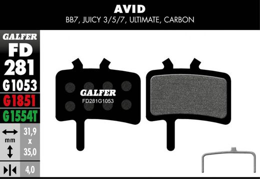 Galfer bike plaquette de frein standard avid juicy - carbon - ulti
